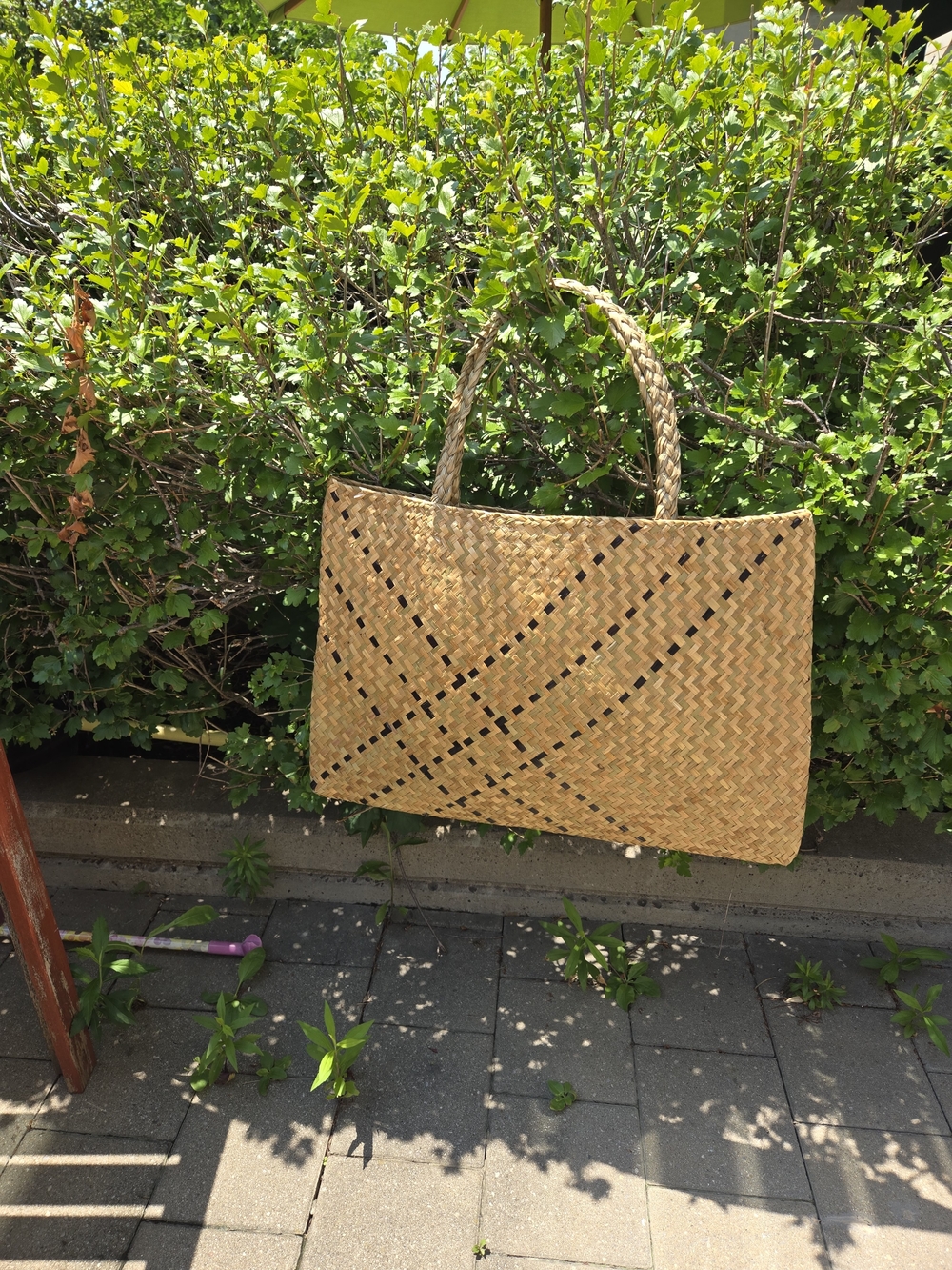 IKEA AXELSO Natural Woven Straw Tote Bag - Beige